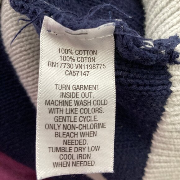 Merona Navy Gray Yellow Stripe Long Sleeve Pullover Sweater Large - Picture 8 of 10